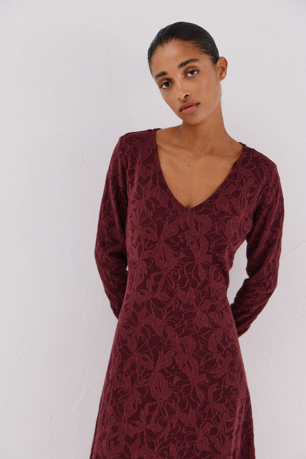 Cortefiel Jacquard dress Maroon