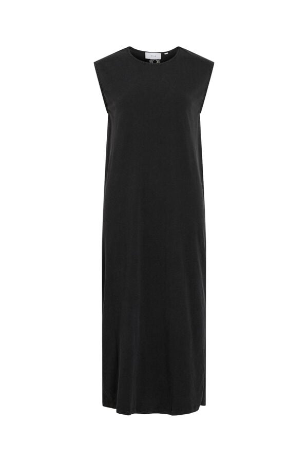 Vila Vestido midi em algod&atilde;o org&acirc;nico Preto