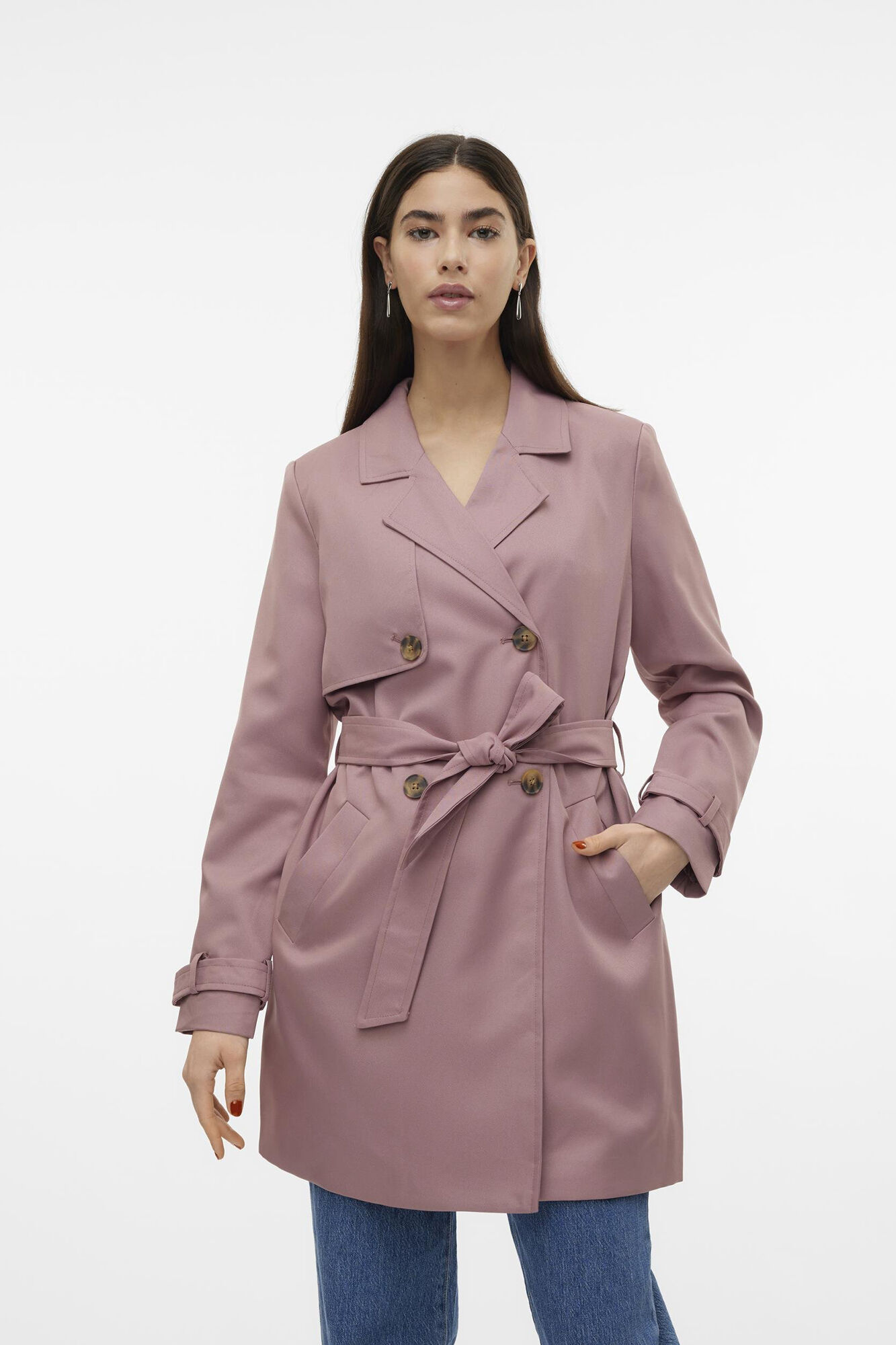Vero Moda Trench midi de mujer con lazada