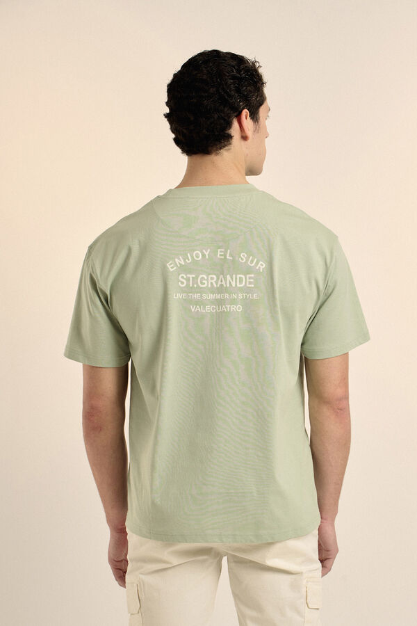 Valecuatro Camiseta com texto grande Verde