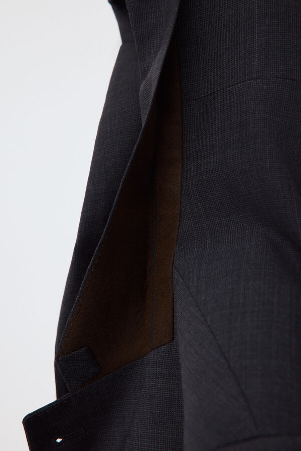 Cortefiel Grey smart fabric plaid slim blazer Dark grey