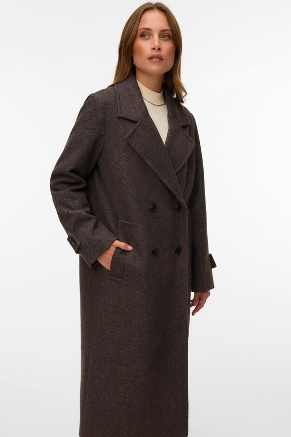 Vero Moda Sobretudo comprido cruzado Castanho