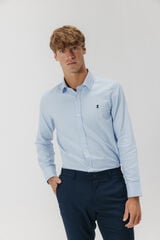 elPulpo Camisa semi-vestida xadrez Oxford Azul
