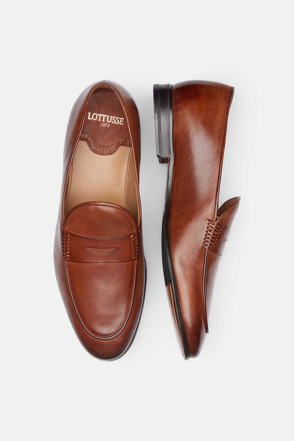 Cortefiel Brown brushed leather loafers Brown