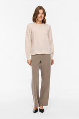 Vila Camisola de malha com textura bobble Tostado
