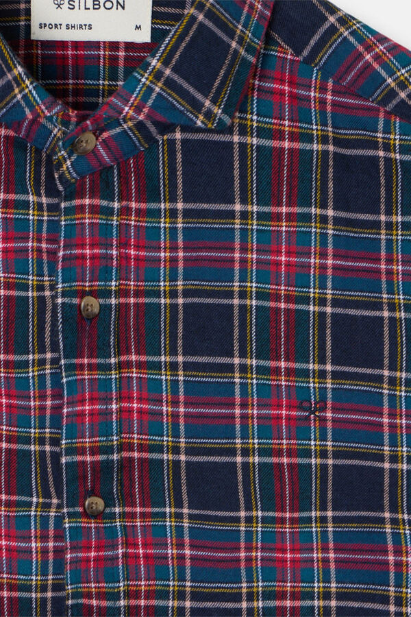 Silbon Camisa esportiva xadrez tartan bicolor Granada