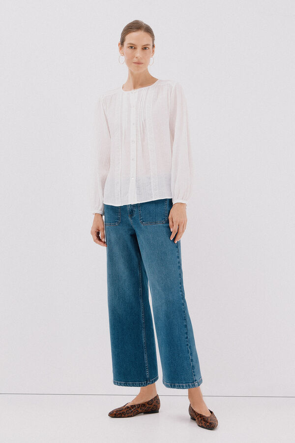 Cortefiel lace trim blouse White