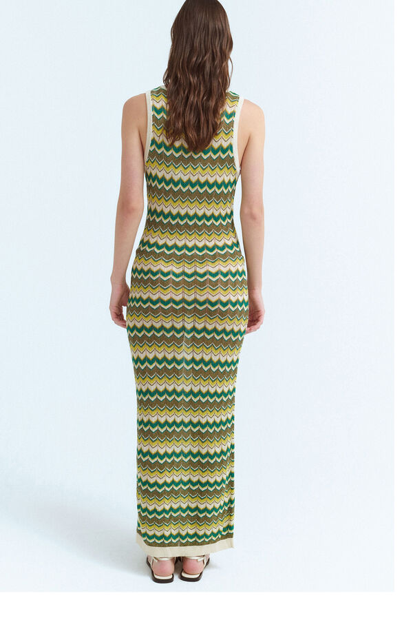 Vila Vestido midi em malha malha com lurex Verde