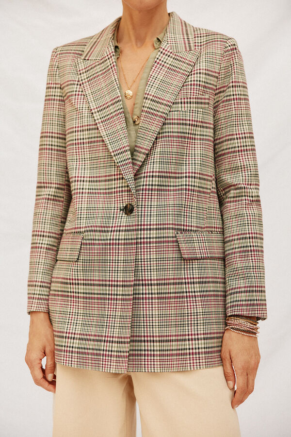 Cortefiel Checked blazer Maroon