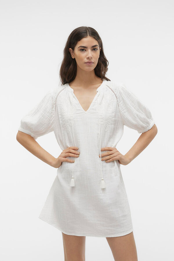 Cortefiel Short cotton dress  White