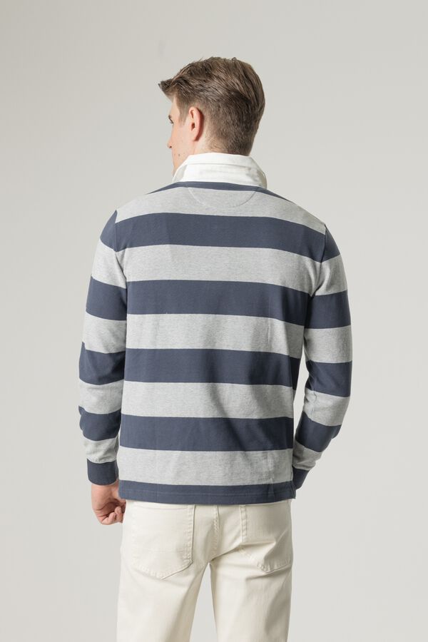 PuroEGO Striped rugby polo shirt Blue