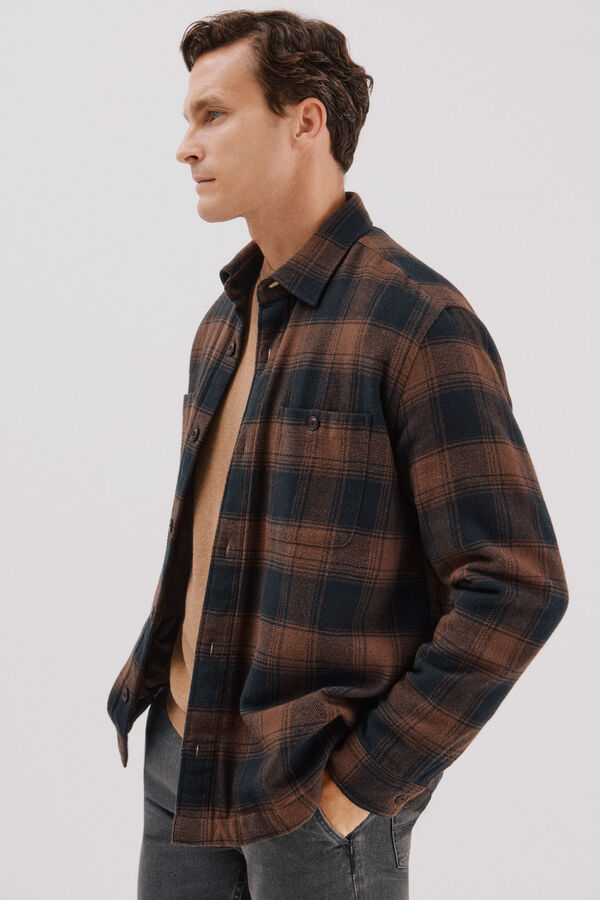 Cortefiel Quilted overshirt Brown
