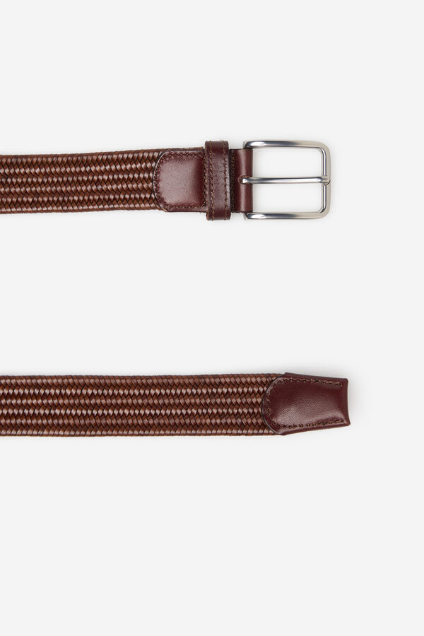 Cortefiel Elastic braided belt Brown