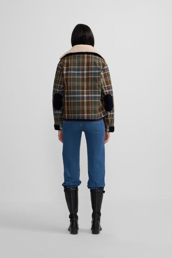 Silbon Blusão de borrego xadrez encerada Verde