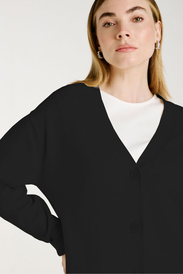 Vila Casaco de malha longo de malha com viscose Preto