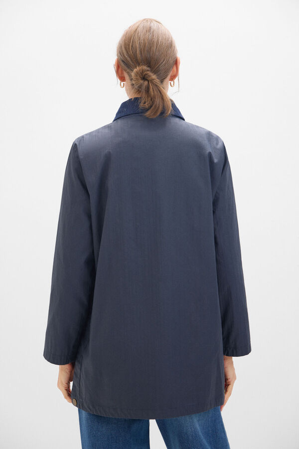 Cortefiel Long waxed coat Navy