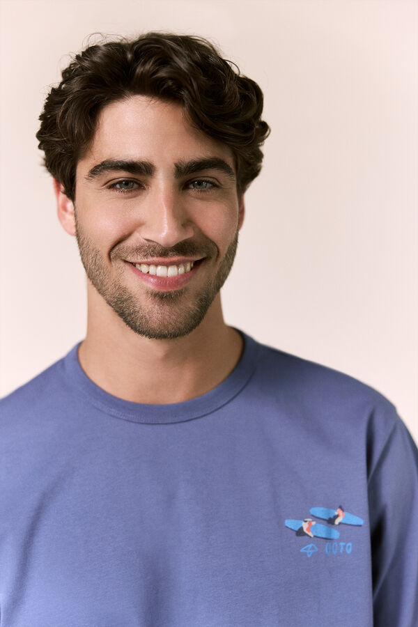 OOTO Camiseta gr&aacute;fica lavada Azul marino