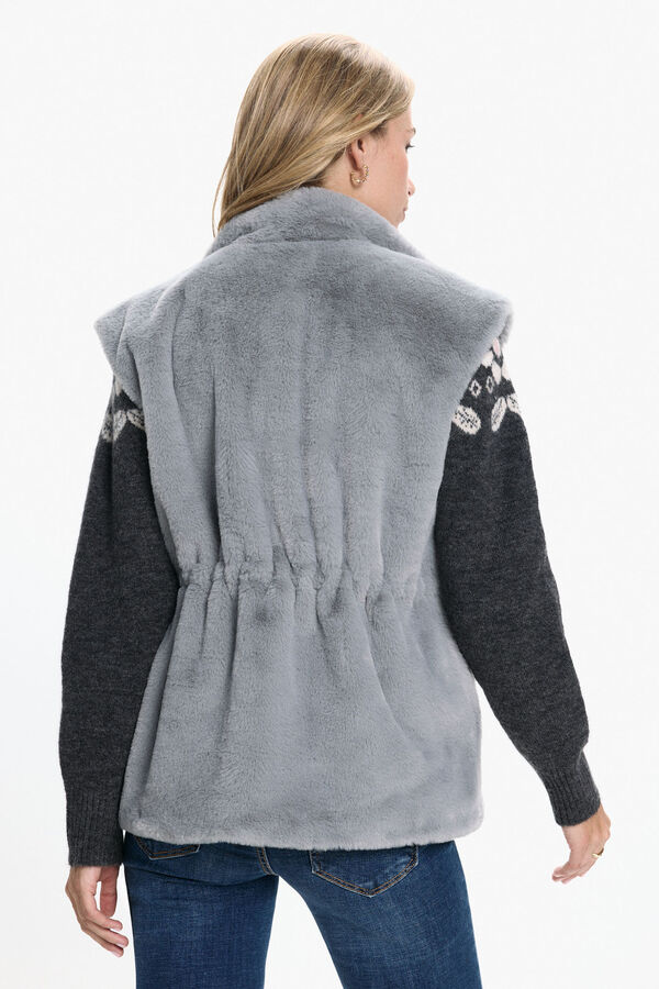 Vero Moda Colete de pele de gola alta Cinzento
