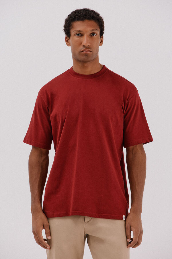 Cortefiel Basic T-shirt Maroon