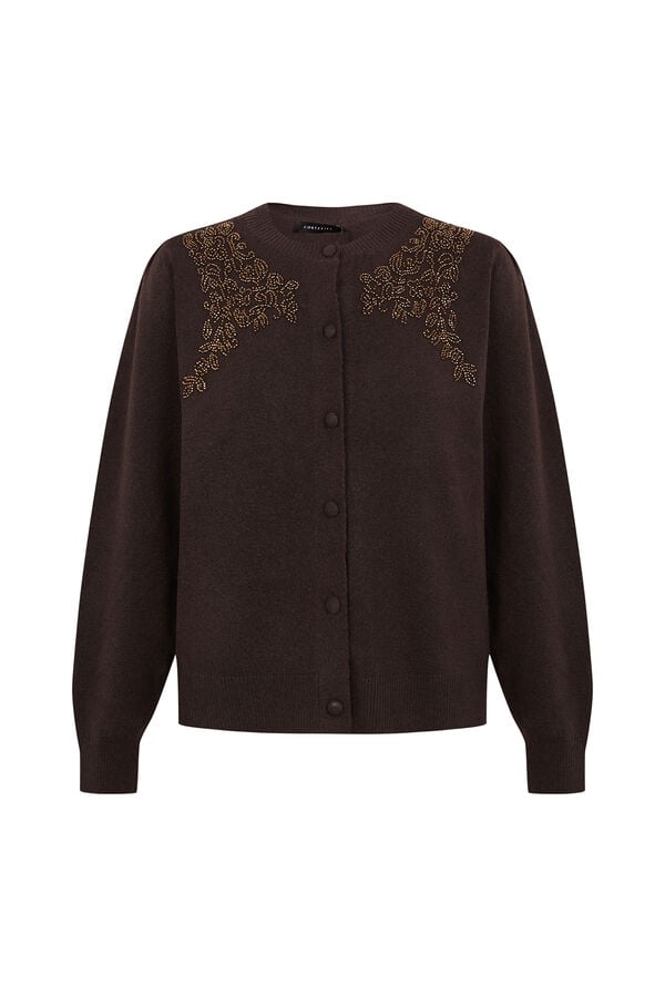 Cortefiel Embroidered bead jacket Brown