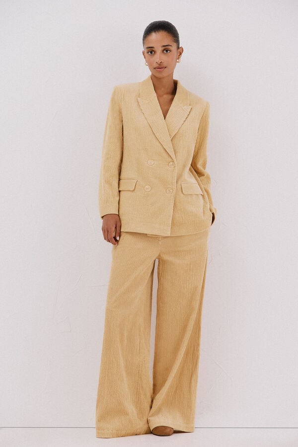 Cortefiel Blazer feminino de veludo Dourado