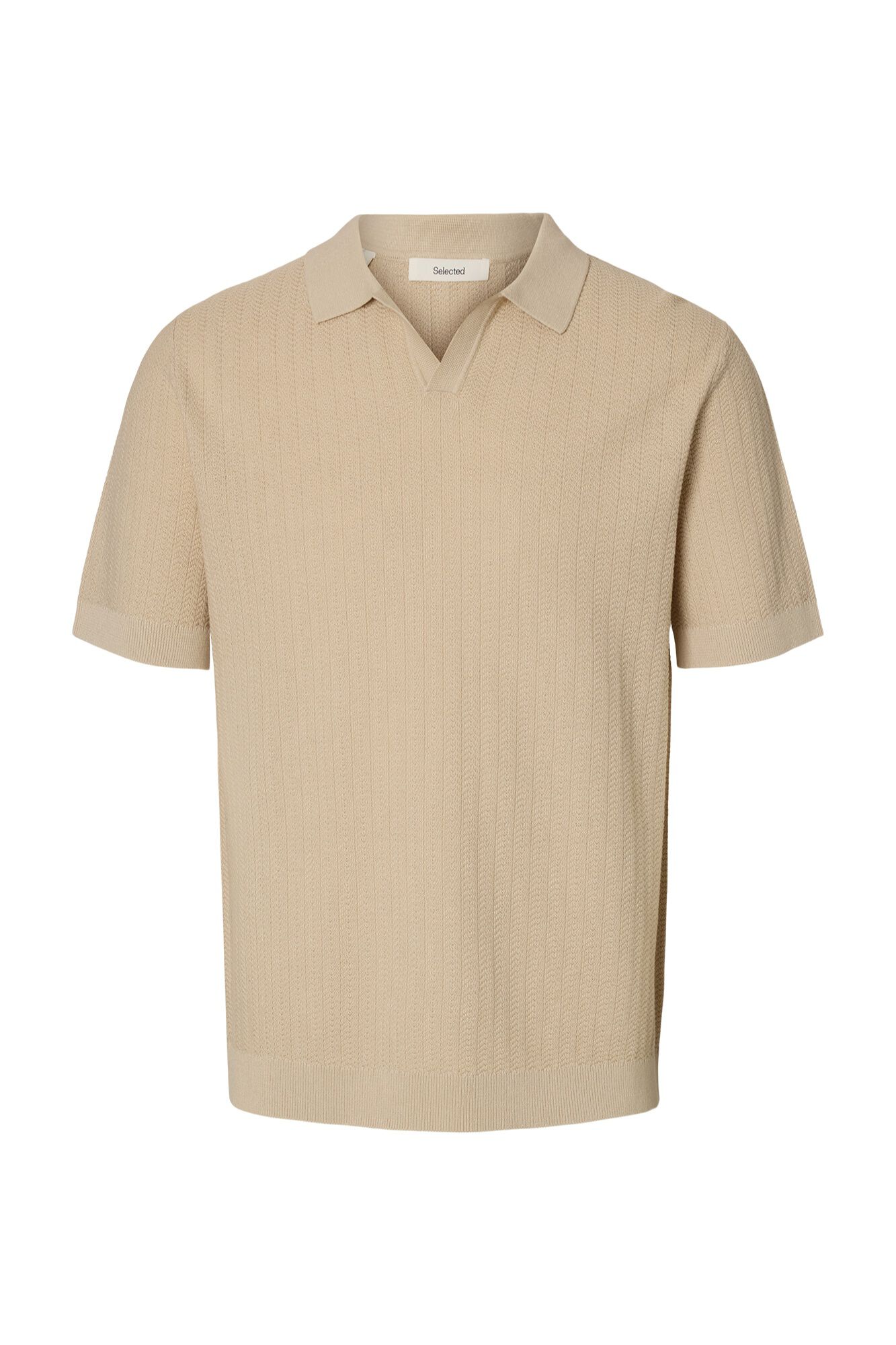 Selected Polo de malha com gola aberta