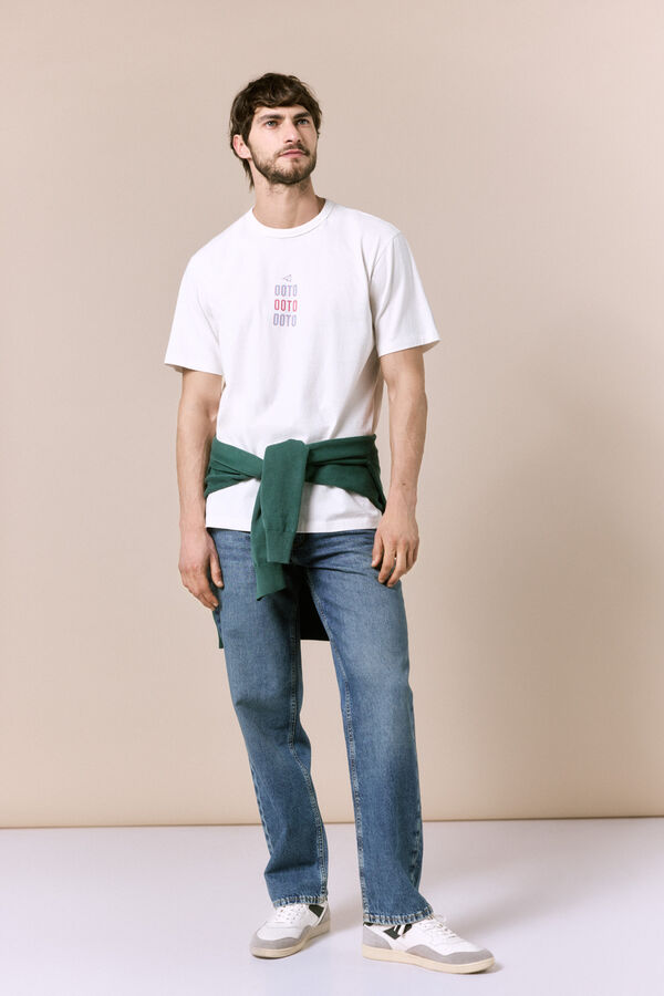 OOTO Washed T-shirt with logo White