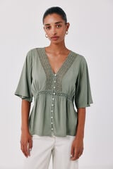 Cortefiel Lace blouse Kaki