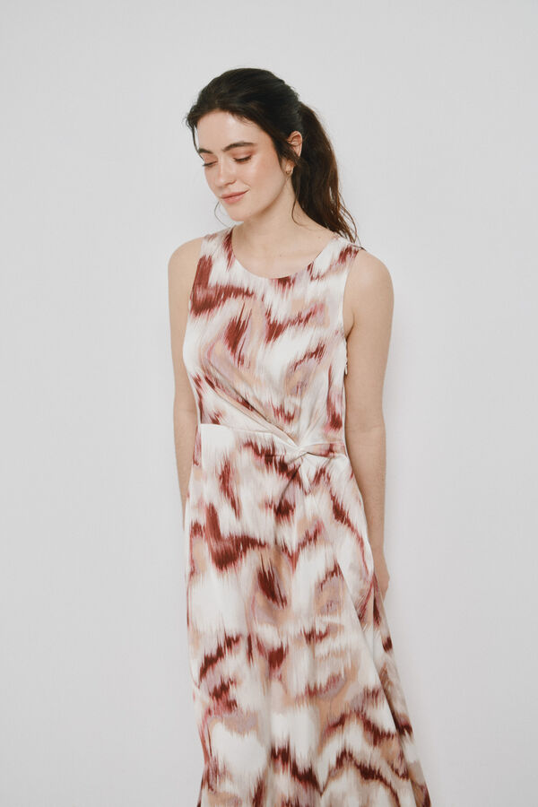 Vero Moda Vestido midi com gola redonda e detalhe de n&oacute; Castanho