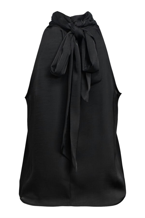 Object Top acetinado laçada Preto