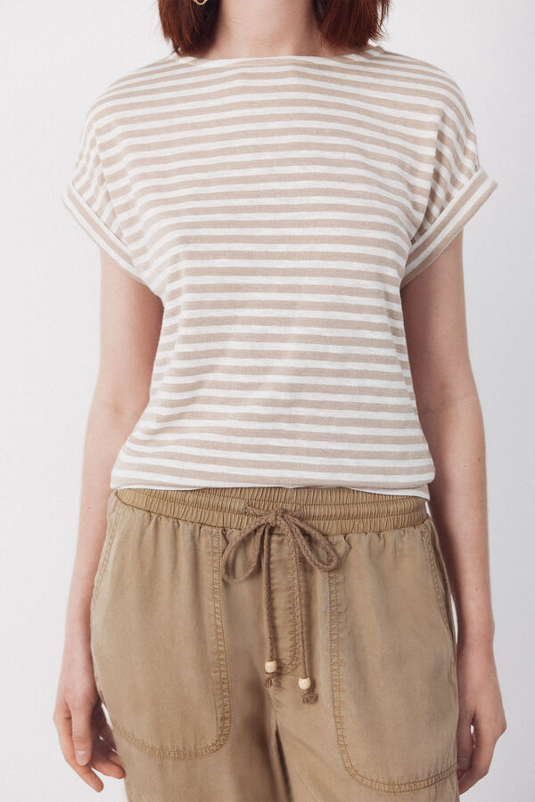 Cortefiel Striped t-shirt Beige