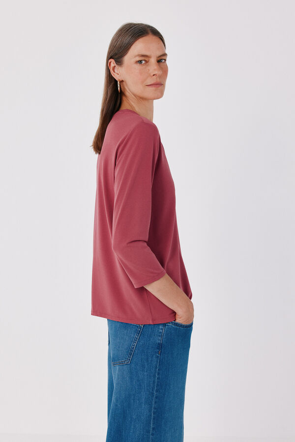 Cortefiel Henley T-shirt Pink