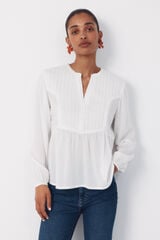 Cortefiel Padded mandarin blouse Ivory
