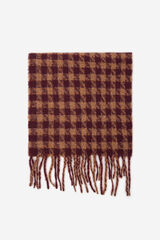 Cortefiel Thick plaid scarf Maroon