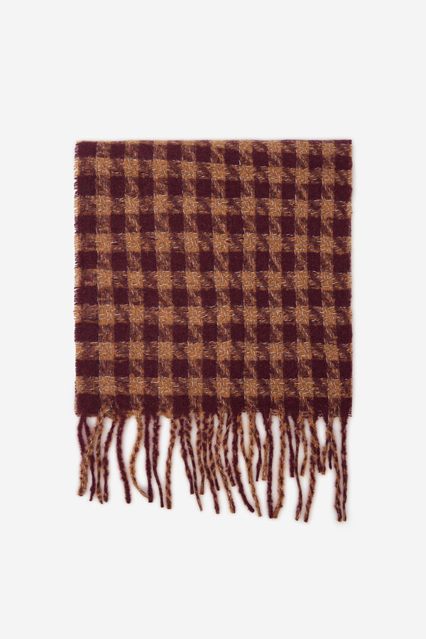 Cortefiel Thick plaid scarf Maroon