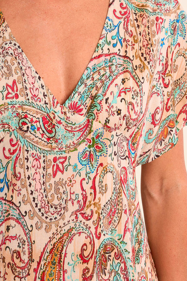 Molly Bracken Vestido comprido de manga curta estampado Multicolorido