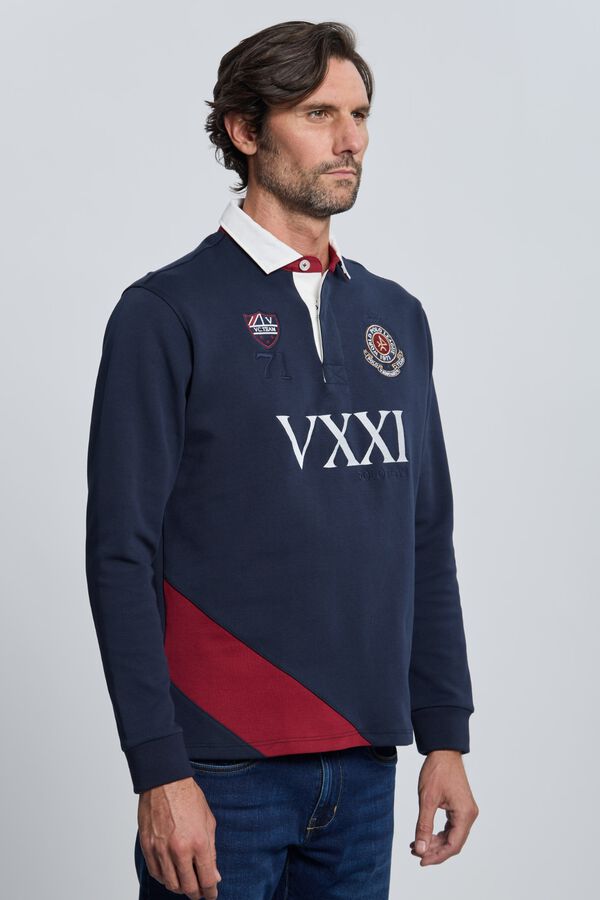 Valecuatro Polo de rugby com escudo Azul