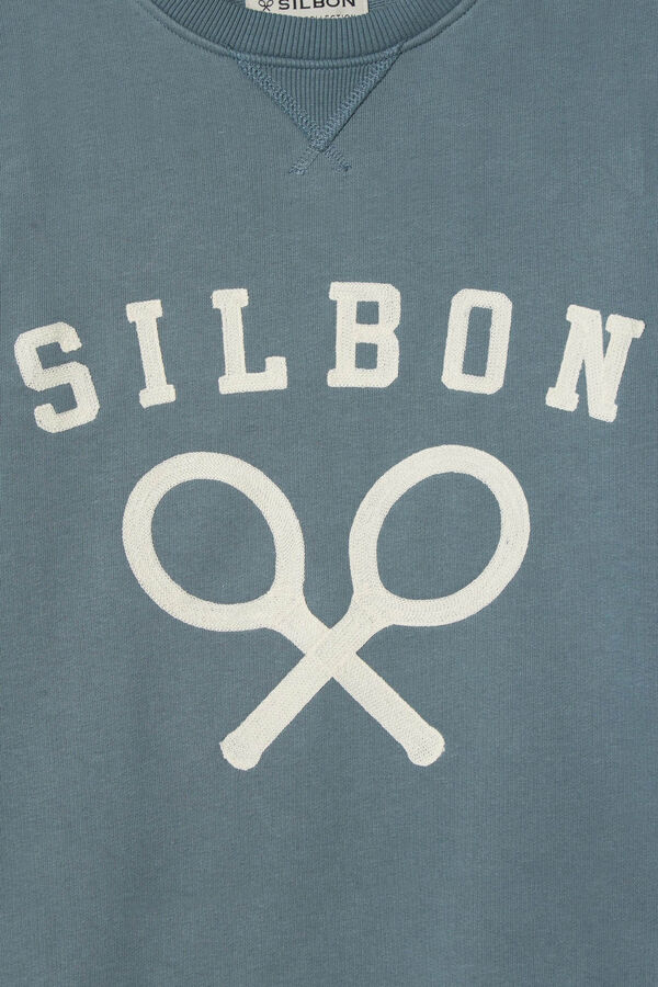 Cortefiel Silbon classic blue logo sweatshirt Turquoise