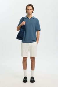 Selected Polo de punto con cuello abierto