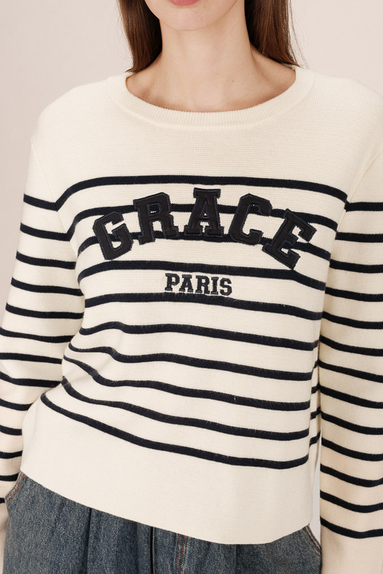 Grace & Mila Camisola riscas de marinheiro em malha Milano