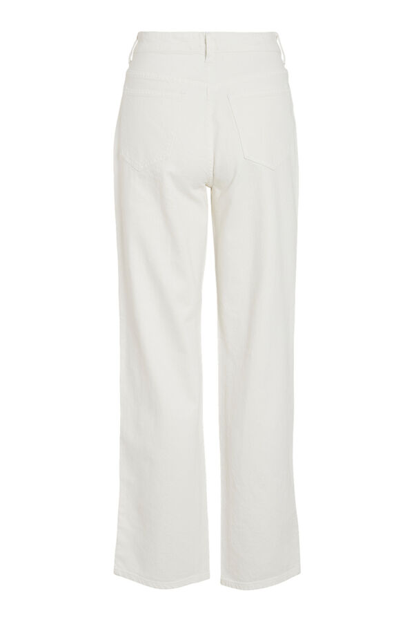 Vila Cal&ccedil;a jeans reta cintura alta Branco
