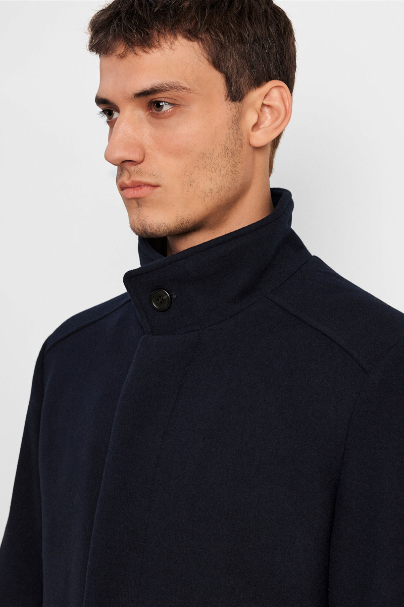 Recycled wool funnel neck coat Men s coats Cortefiel