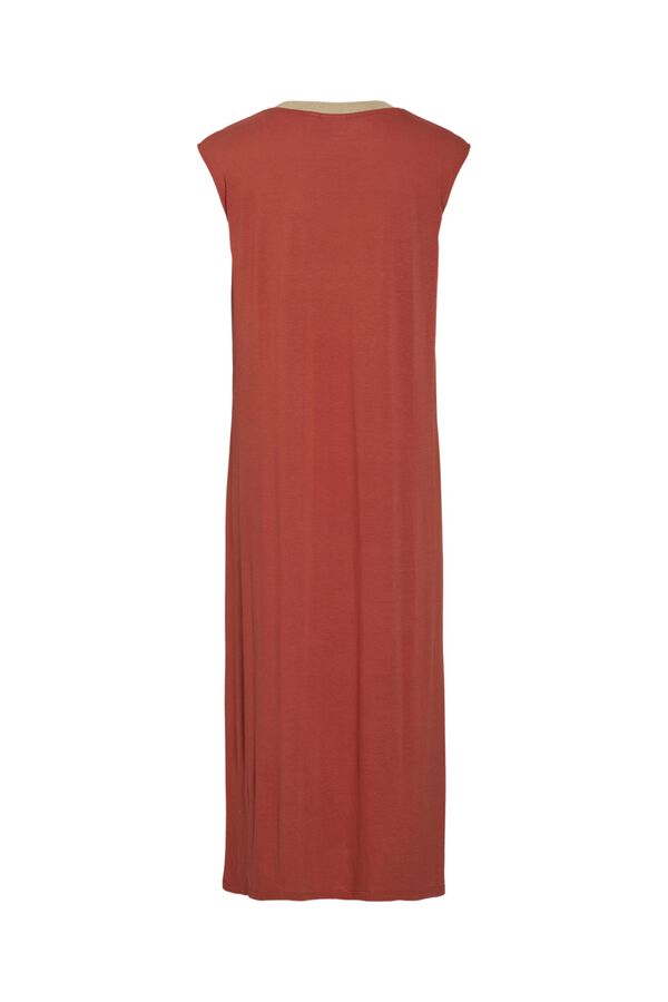 Vila Vestido midi sin mangas de viscosa y lino Coral