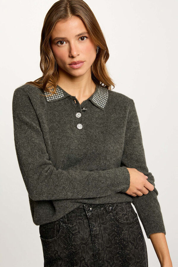 Morgan Jersey con botones Gris