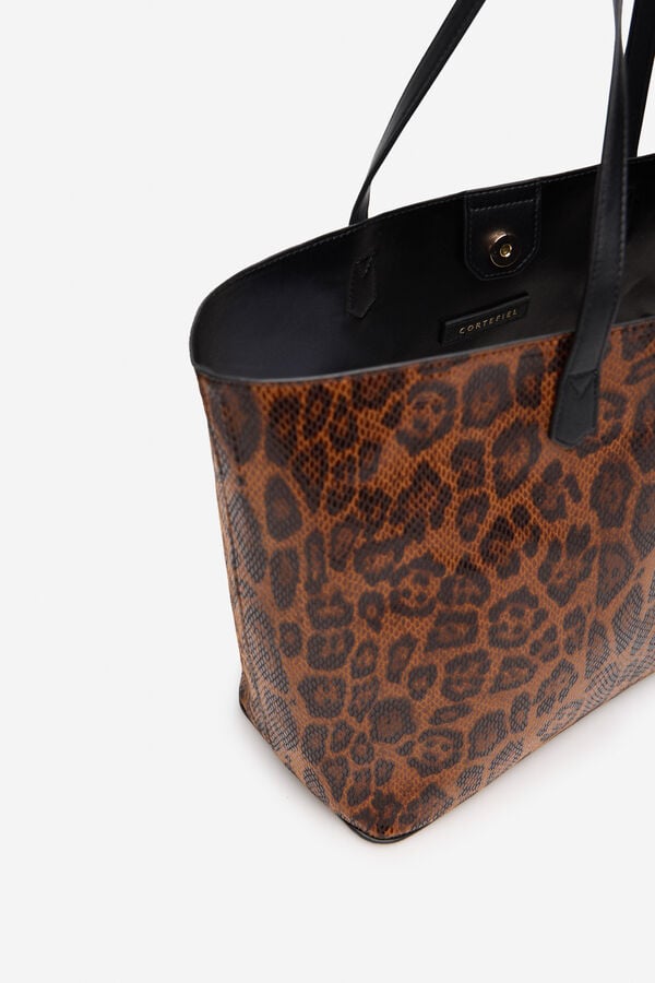 Cortefiel Bolsa de compras com estampado de leopardo Castanho