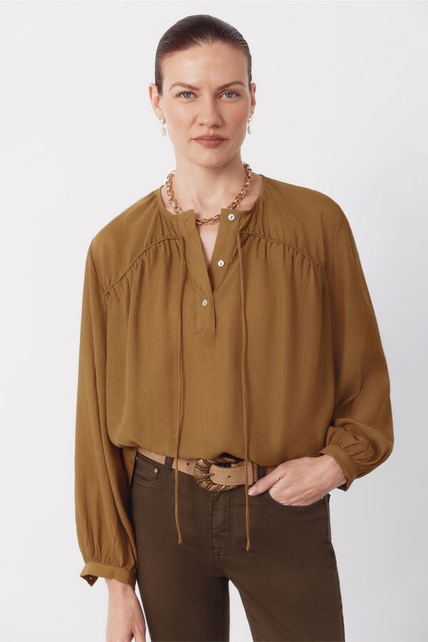 Cortefiel Drawstring blouse Yellow