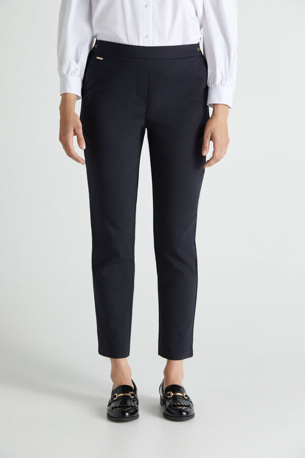 Cortefiel Trousers with elasticated back Black