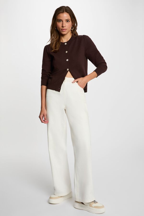 Morgan Round neck knit cardigan Dark brown