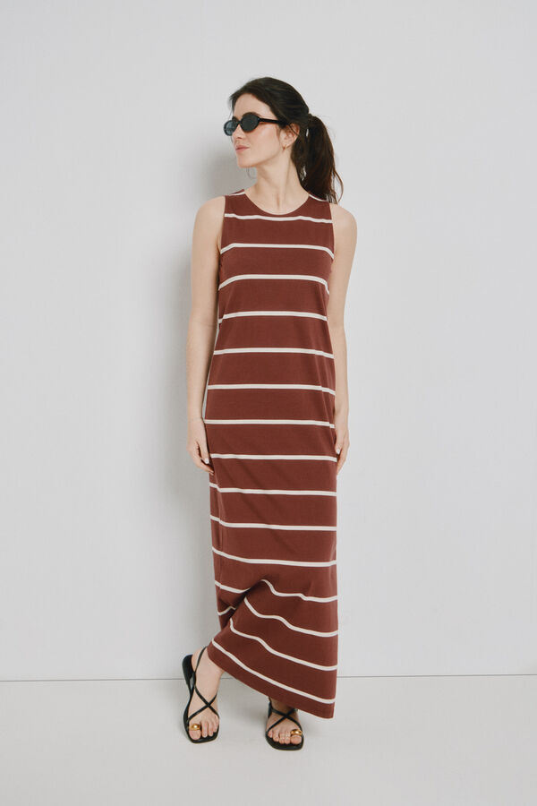 Vero Moda Vestido midi decote redondo Castanho