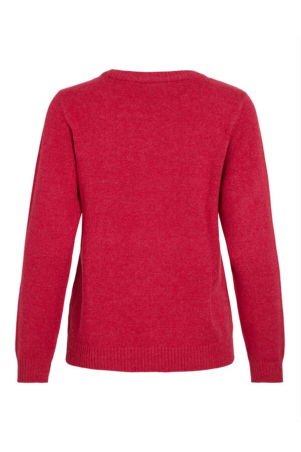 Vila Camisola de gola redonda de viscose Vermelho